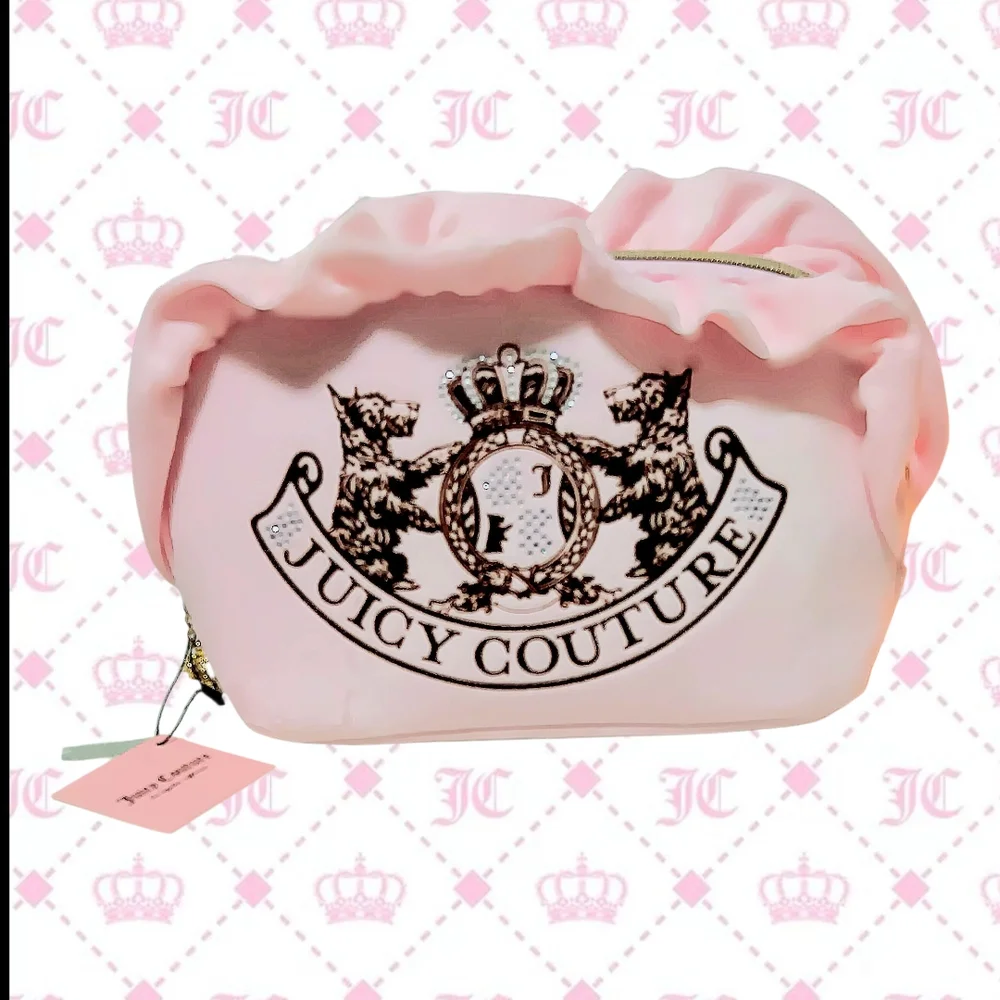 *NWT* ORIGINAL LOGO Juicy Couture Light Pink🩷Ruffled Pouch WITH CROWN CHARM 👑 - Picture 4 of 4